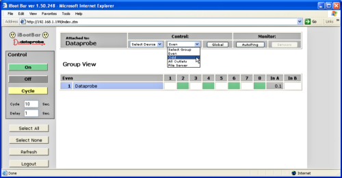 Web Browser  Screenshot shows iP-810 web control.  Also control with  telnet. Reboot or power cycle any device from any network location, even the kiosk at the airport.