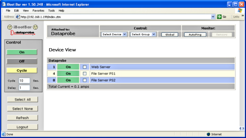 Web Browser  Screenshot shows iP-810 web control.  Also control with  telnet. Reboot or power cycle any device from any network location, even the kiosk at the airport.